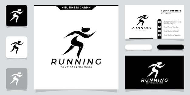 Running logo jogging and marathon logo template design