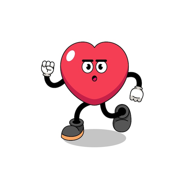 Running love mascot illustration character design