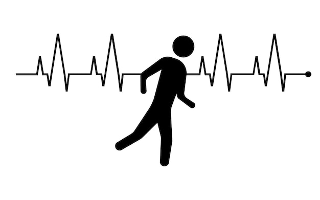 Running man and heartbeat icon Vector illustration