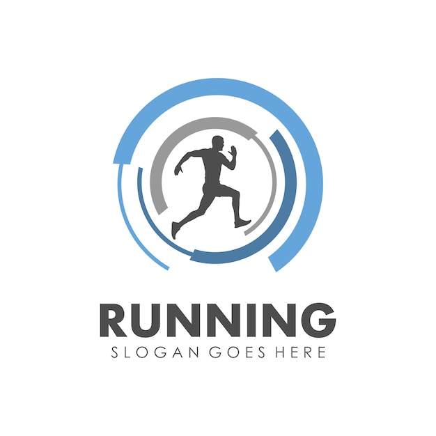 Running man, jogging and marathon logo template design