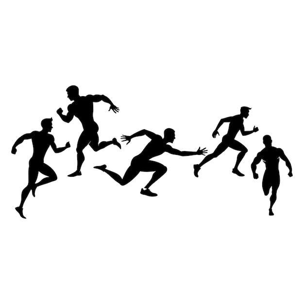 Running Man Silhouettes Vector Set Fitness Runner Silhouettes Vector Collection