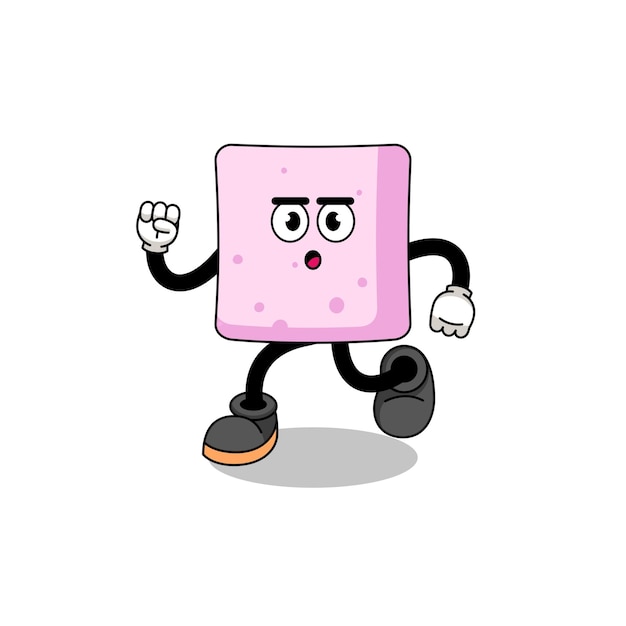 Running marshmallow mascot illustration character design