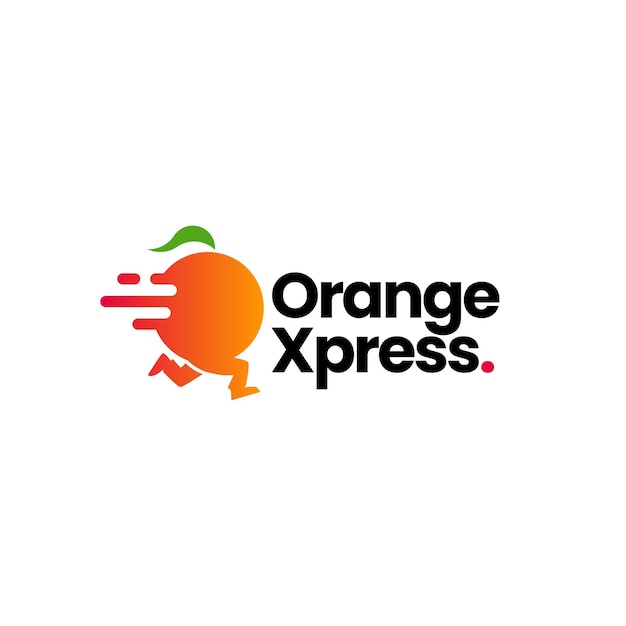 Running orange fruit delivery service logo template vector icon illustration