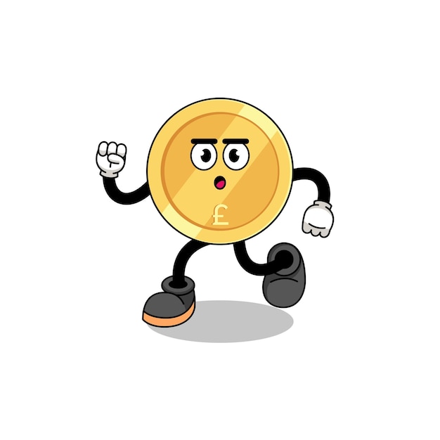 Running pound sterling mascot illustration