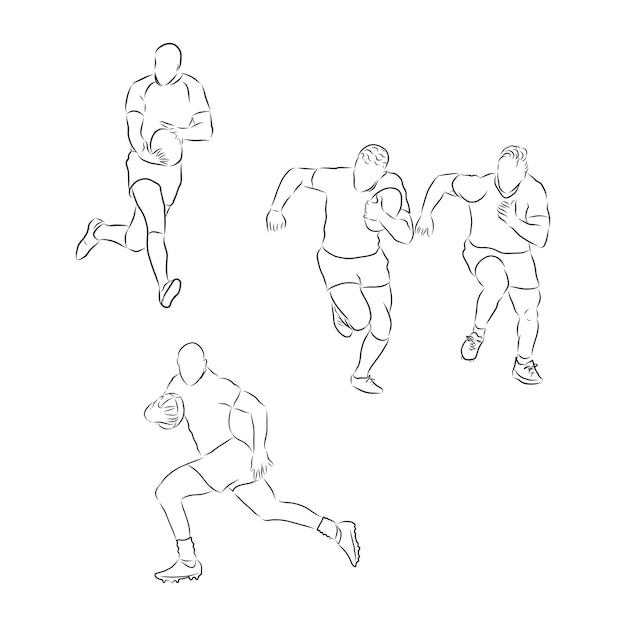 Running rugby player, abstract black vector silhouette, Rugby player, vector sketch illustration