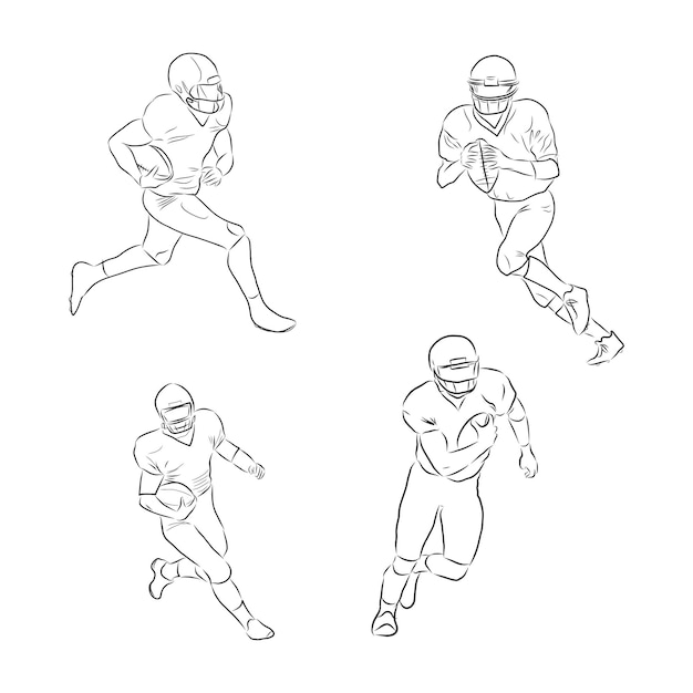 Running rugby player, abstract black vector silhouette, Rugby player, vector sketch illustration