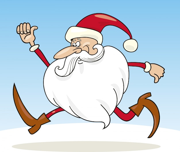 Running Santa claus cartoon