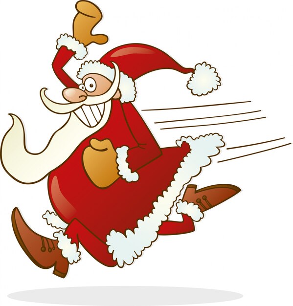 Vector running santa claus cartoon