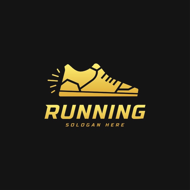 Running shoe symbol logo, Marathon tournament logotype template