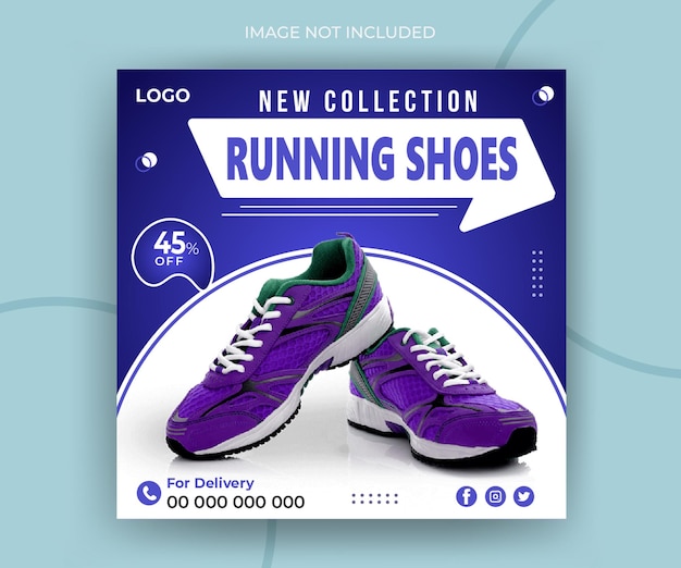 Running shoes collection promotion square social media instagram post web banner template