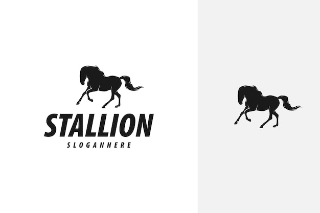 Running stallion horse silhouette logo design vector