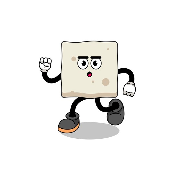 Running tofu mascot illustration character design