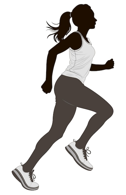 Running woman abstract vector silhouette sports uniform