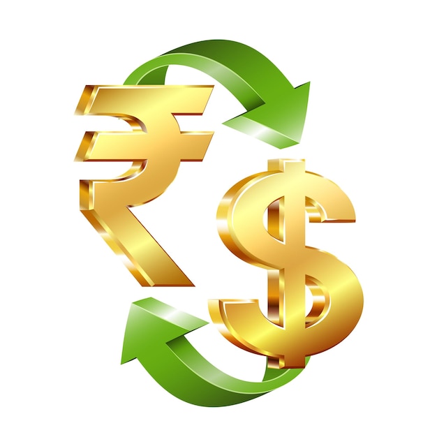 Rupee and dollar currency sign exchange Money conversion