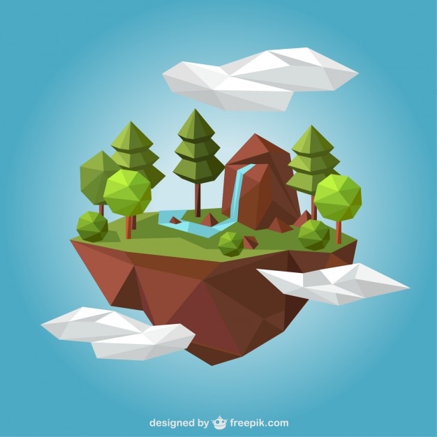 Rural landscape in polygonal style