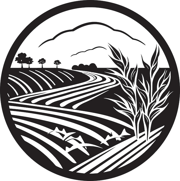 Rural Rhythms Agriculture Emblem Design Fields of Prosperity Farming Iconic Emblem