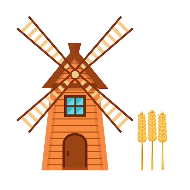 Rural windmill isolated on the white background