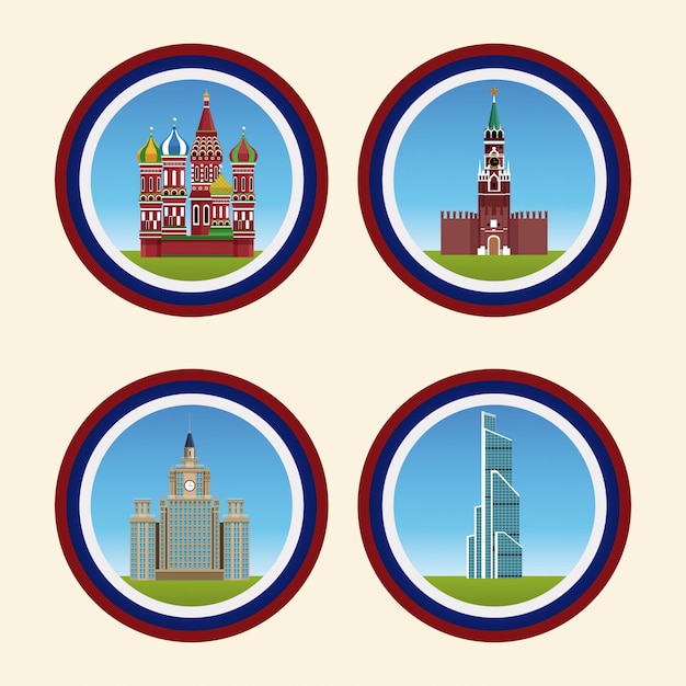 Russia building on rounds symbols