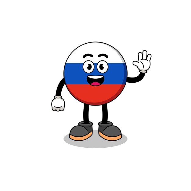 Russia flag cartoon doing wave hand gesture character design