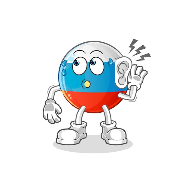 Russia flag eavesdropping vector. cartoon character