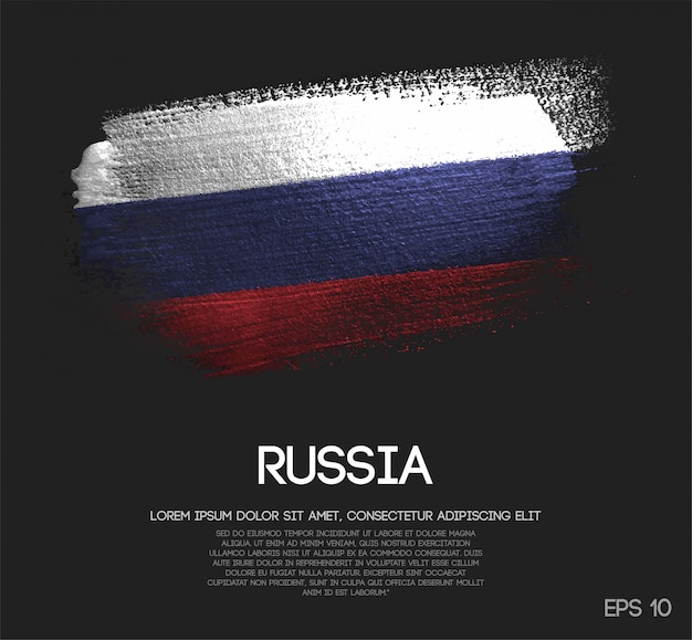 Russia Flag Made of Glitter Sparkle Brush Paint