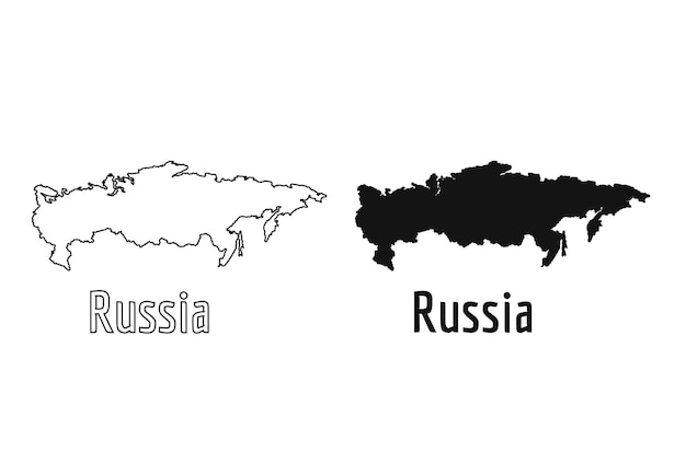 Russia Map country icon outline style and flat vector Silhouettes