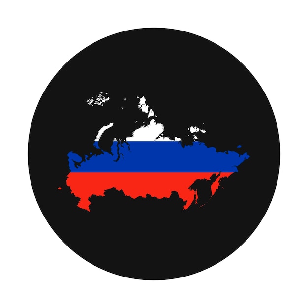 Russia map silhouette with flag on black background