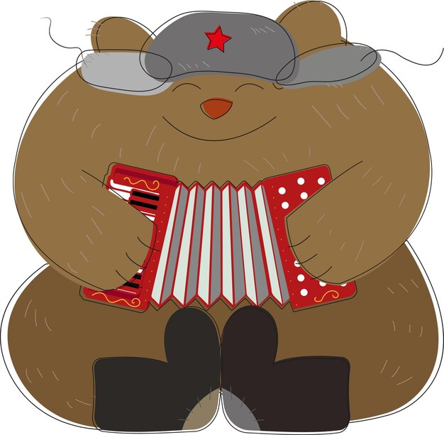 Russian bear plays the accordion