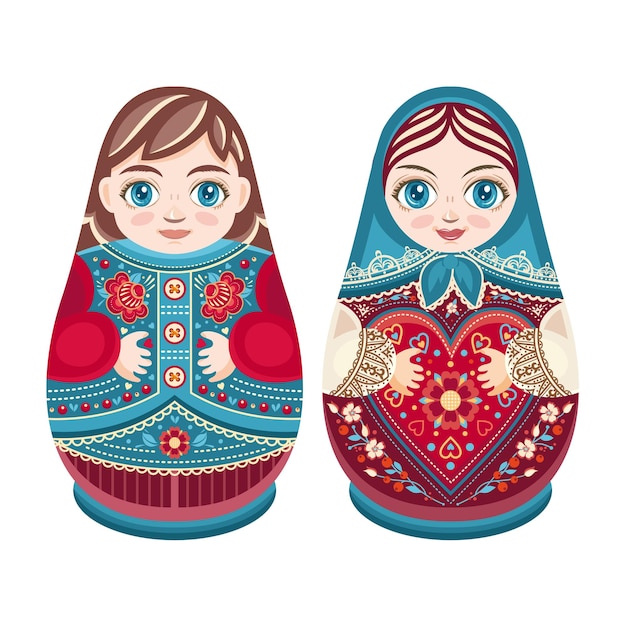 Russian nesting dolls Matryoshka Babushka doll Matryoshkas family vector Russian doll Matrioshka