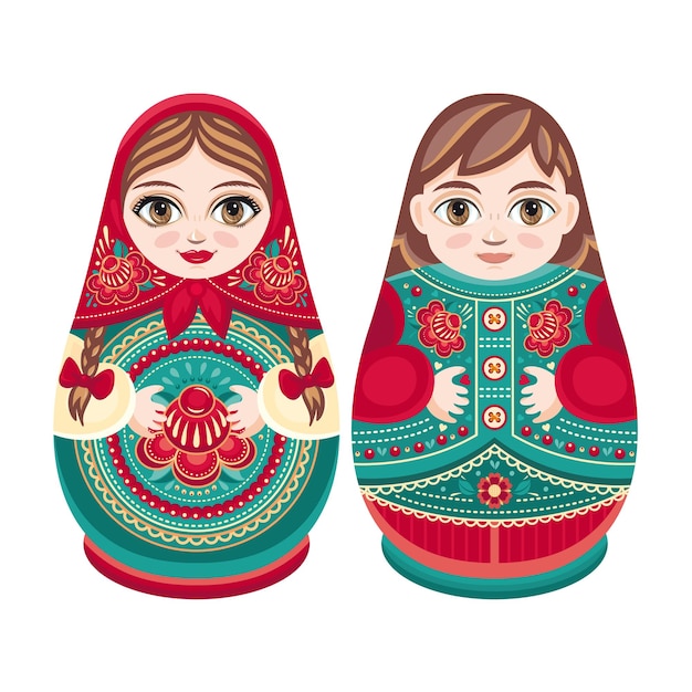 Russian nesting dolls Matryoshka Babushka doll Matryoshkas family vector Russian doll Matrioshka