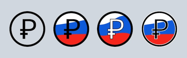 Russian Ruble Symbol with Russian Tricolor Flag for design business concept Premium Vector