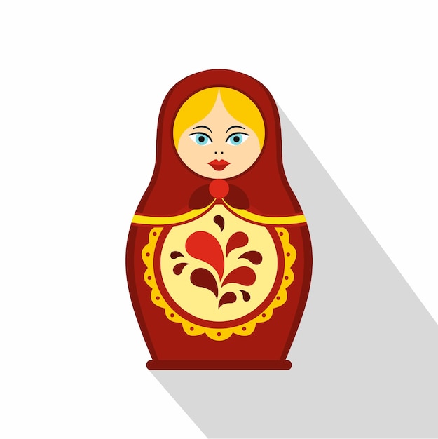 Russian tradition matryoshka doll icon Flat illustration of matryoshka vector icon for web design