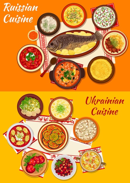 Russian and ukrainian cuisine lunch menu icon