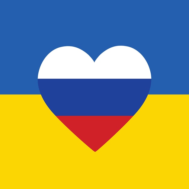 Russian and Ukrainian flags Peace and friendship