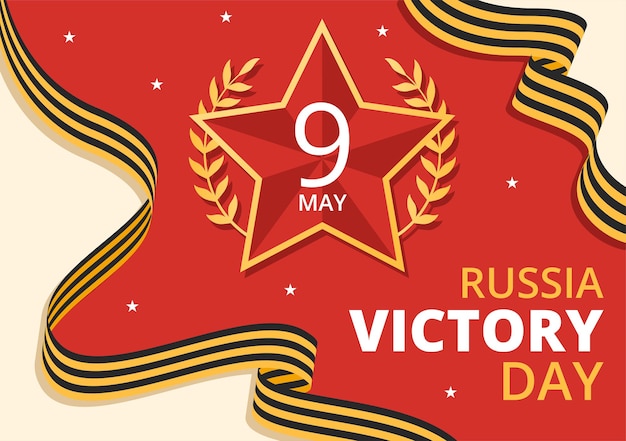 Russian Victory Day on May 9 Illustration with Medal Star Of The Hero and Great Patriotic War