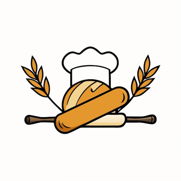 Vector rustic bakery logo bread wheat and chefs hat design