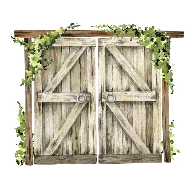 Vector rustic barn door wedding arch