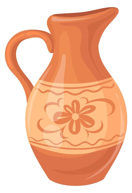 Vector rustic clay pitcher cartoon ceramic jug icon