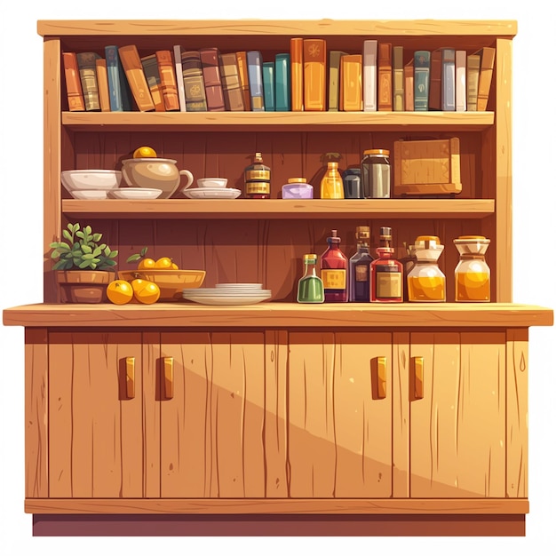 Rustic dining hutch with shelves