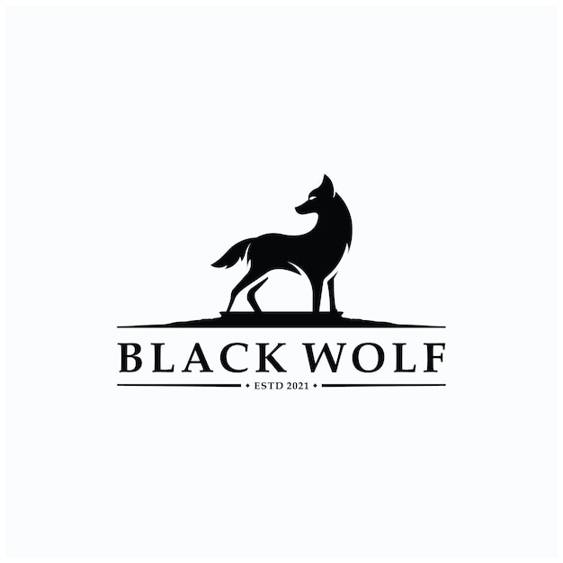 Rustic hipster silhouette wolf logo Premium Vector