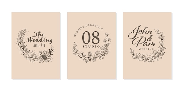 Rustic and retro frame tag with flower and floral illustration