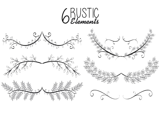 Vector rustic set wreaths icons vector illustration design