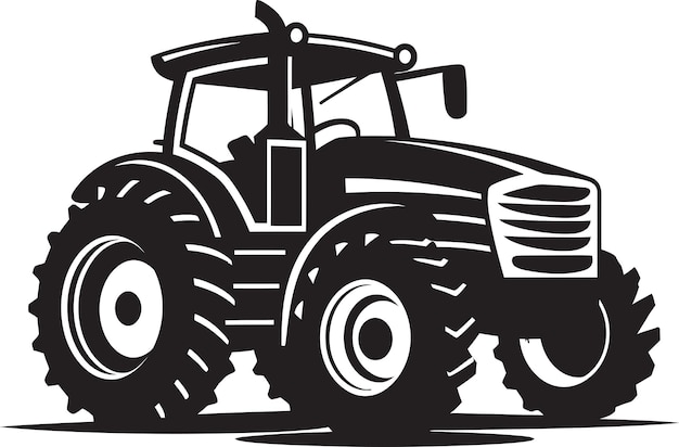 Rustic Tractor Artwork in Vector Black and White Tractor Logo