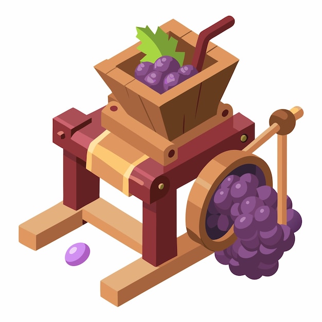 Rustic Wood Crush Grapes Vector Design Traditional Winemaking