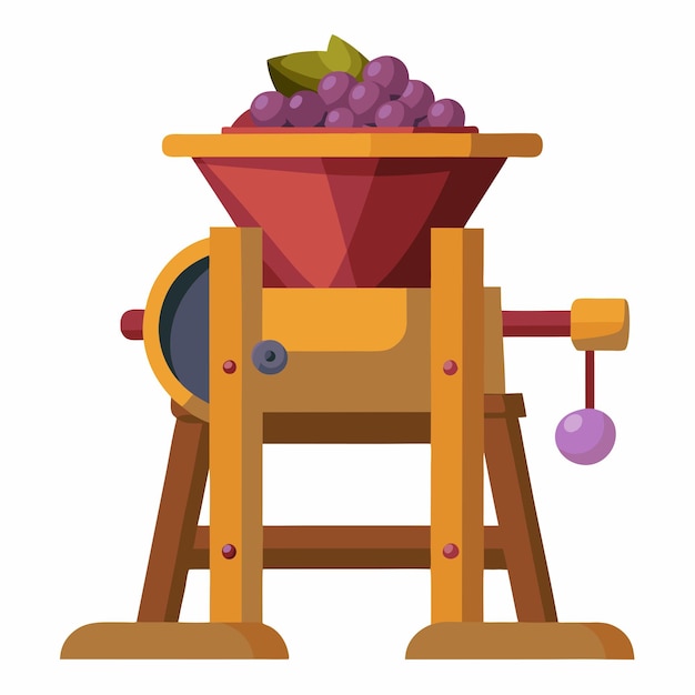 Vector rustic wood crush grapes vector design traditional winemaking