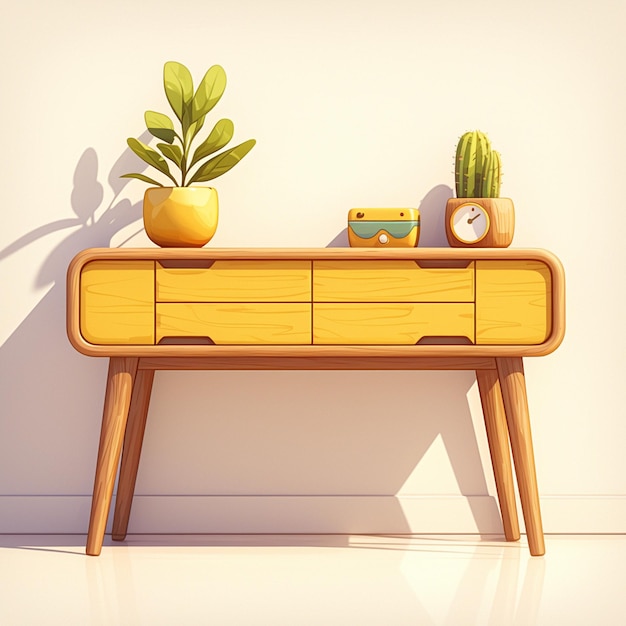 Rustic wooden console table with drawers