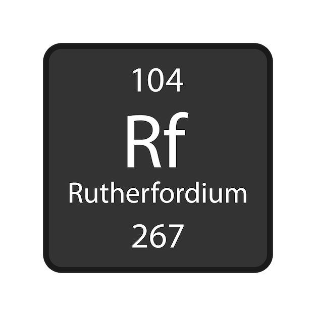 Rutherfordium symbol Chemical element of the periodic table Vector illustration