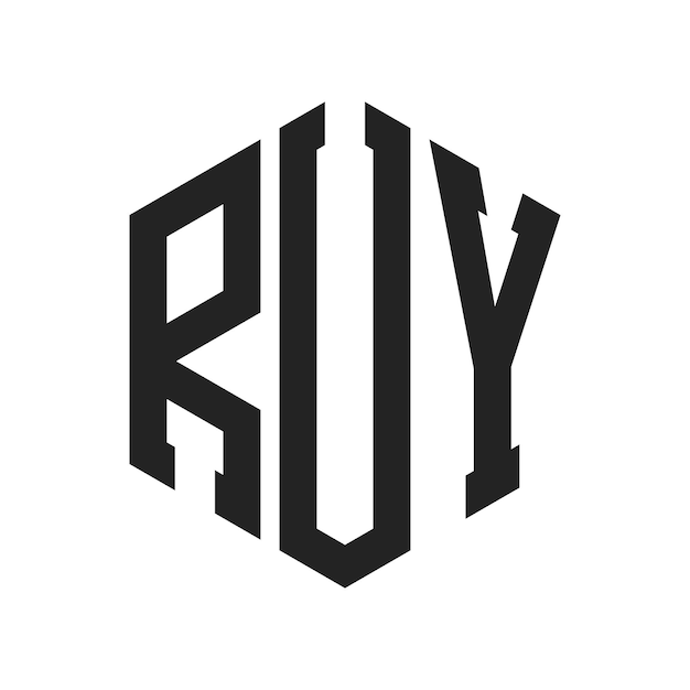 Vector ruy logo design initial letter ruy monogram logo using hexagon shape