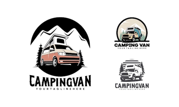 RV camper van classic style logo vector illustration Perfect for RV and campervan rental related business