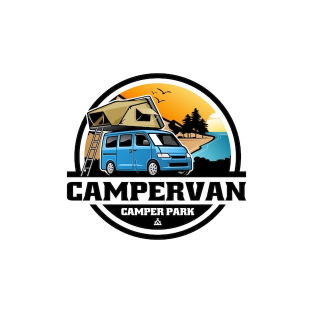 RV camper van illustration logo vector